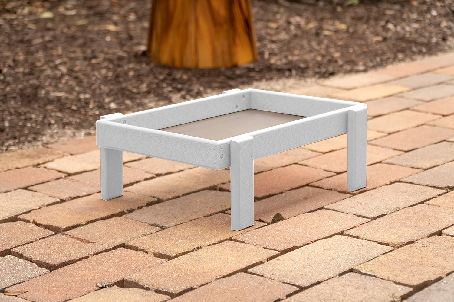 DutchCrafters Plastic Platform Ground Bird Feeder Tray Made in America (Weathered Wood)