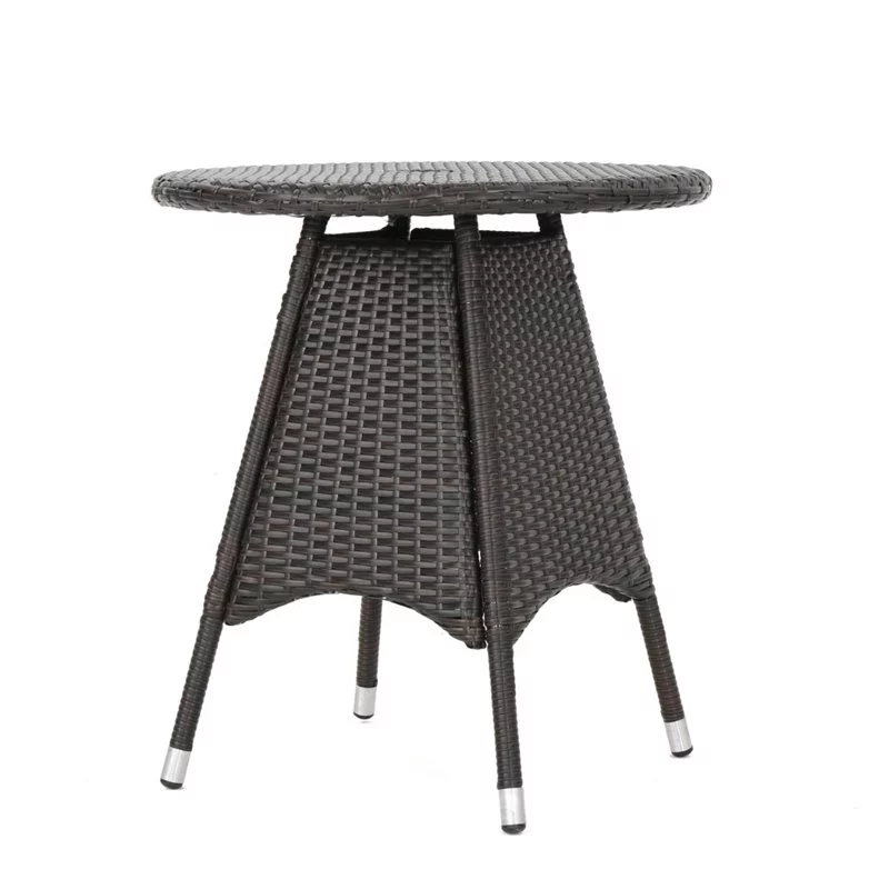 Noble House Corsica 25.75 Round Wicker Patio Dining Table in Brown