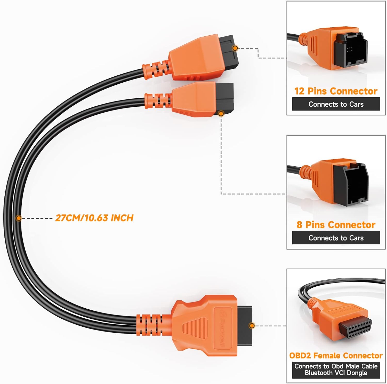 FOXWELL OBD2 Scanner NT624 Elite All Systems 5 Resets and Universal 12+8 Cable Adapter Connector