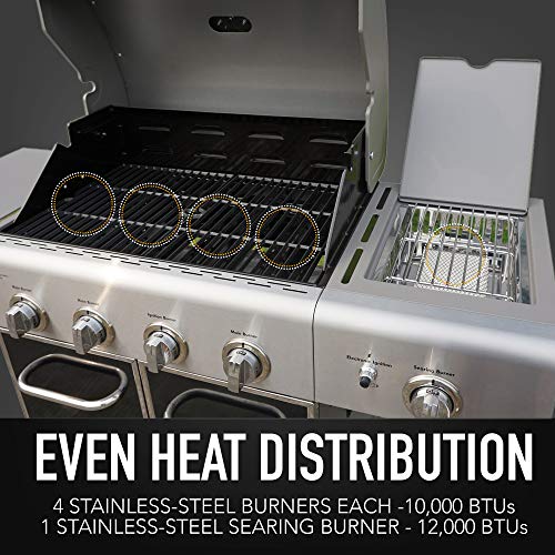 Kenmore PG-A40409S0LB 4 Burner Cabinet Style Propane Gas BBQ Grill with Searing Side Burner, 52000 Total BTU, Black
