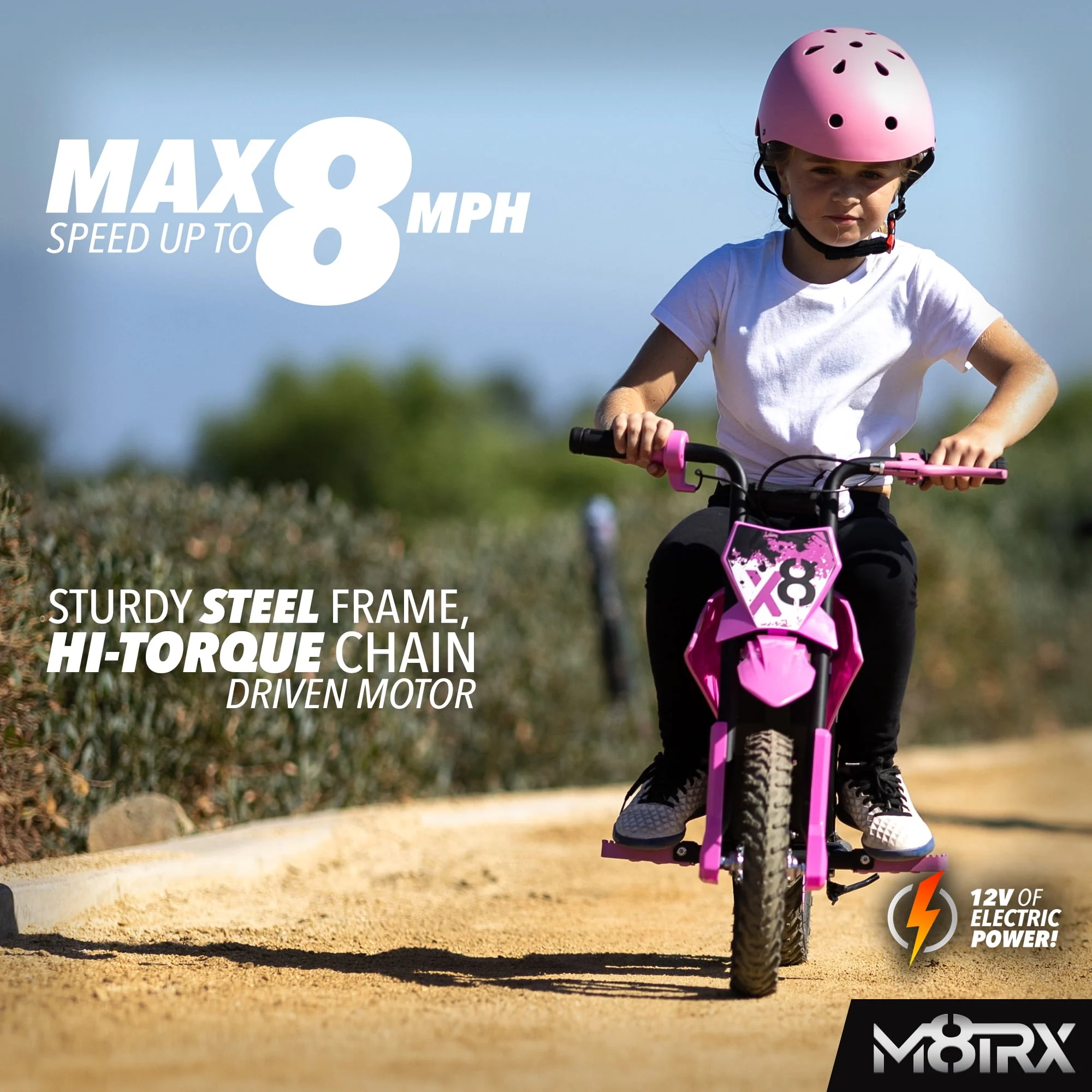 M8TRX 12V Mini Electric Child Dirt Bike, Battery Powered Toy Motorcycle, Kids Ride On, Ages 5 Years and Up, Green