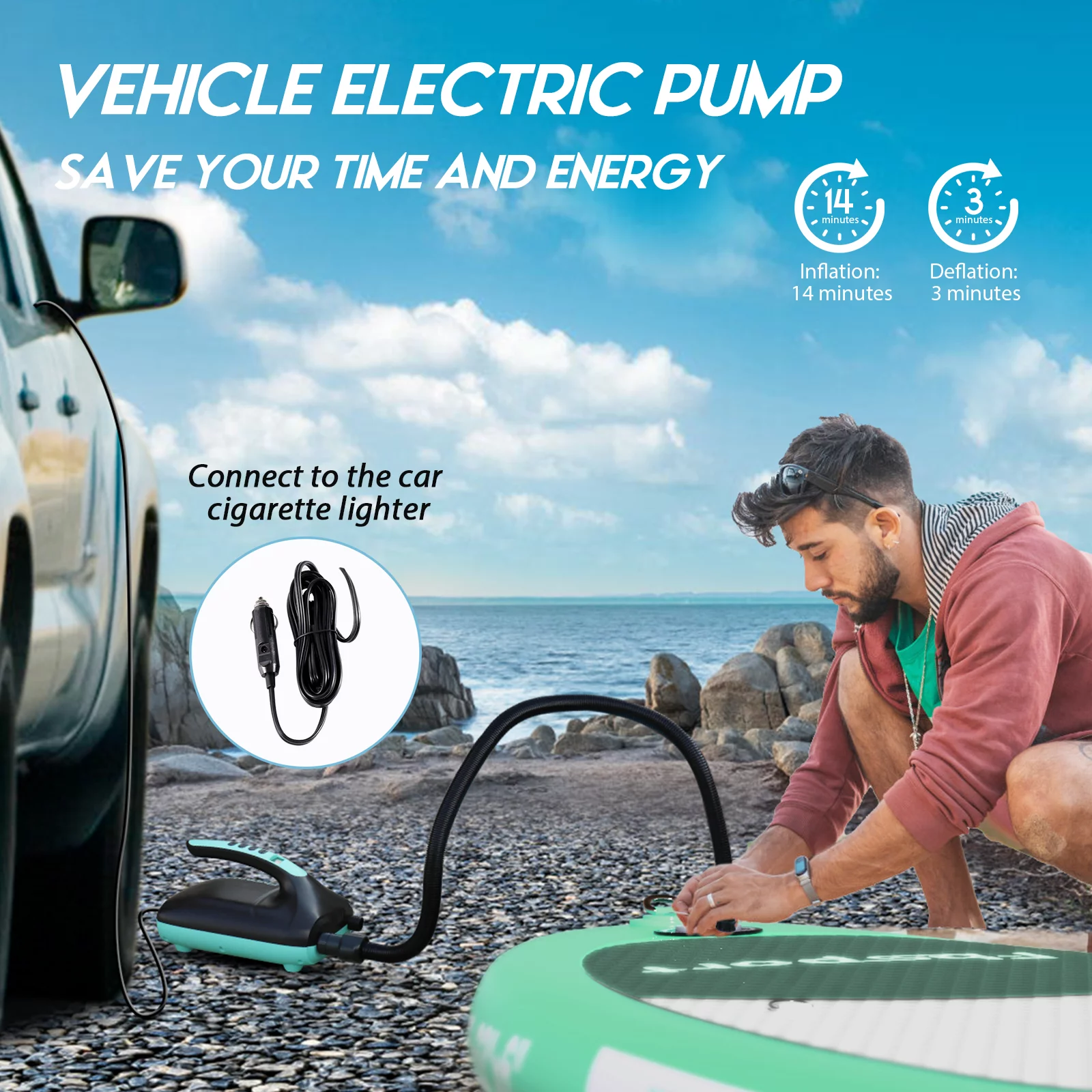 Fbsport Inflatable Elextric Paddle Board, Stand UP Paddleboard 11' Length with Electric Pump SUP Accessories