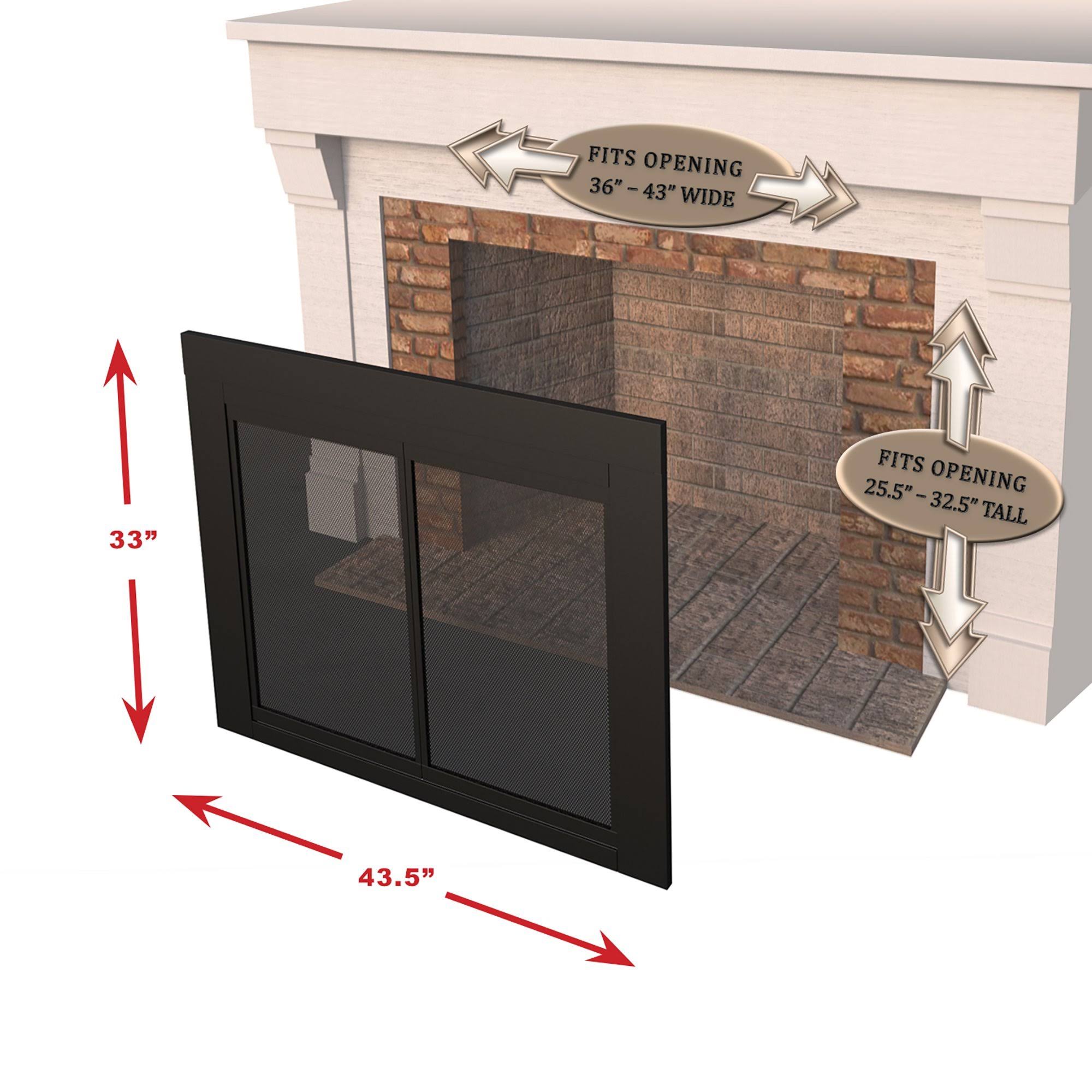 Pleasant Hearth AP-1130 Alsip Fireplace Glass DOOR, Black, Small