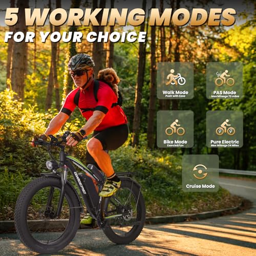 Dual Motor Ebike,37MPH Fast Electric Bike Peak 3000W/5000W 23AH Ebike for Adults UL Certified Battery Commuting Electric Bicycle 87 Miles Long Range 7-Speed 26" Fat Tire Full Suspension E Bike