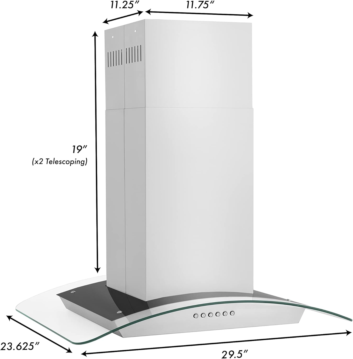 ZLINE 36" Alpine Series Convertible Island Mount Range Hood in Stainless Steel (ALP70IS-36)