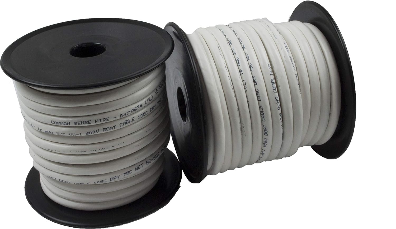 10/3 AWG UL Spec Reqd Triplex Round AC Marine Wire - Tinned Copper Boat Cable - 60 Feet - Black/White/Green - Made in The USA