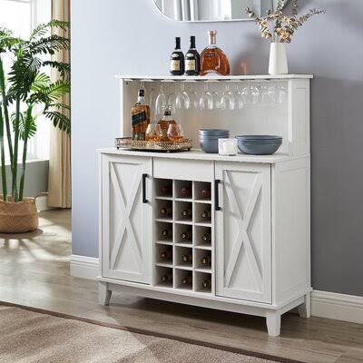 Home Bar Cabinet Loon Peak Color: White