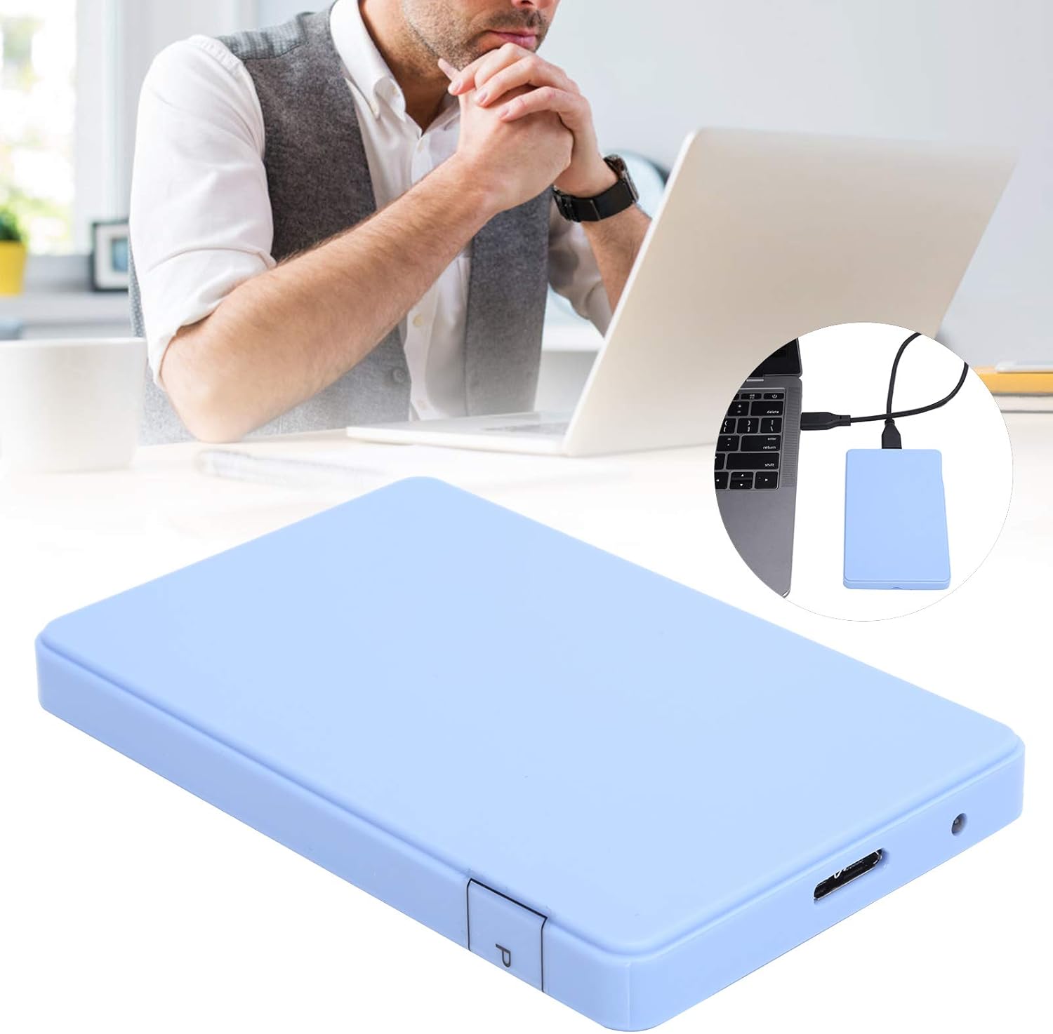 USB3.0 Mobile External Hard Drive for Computers, 2.5 Inch HDD High Speed Portable Hard Drive for Data Storage for PC Laptop and Monitors, Blue(2TB)