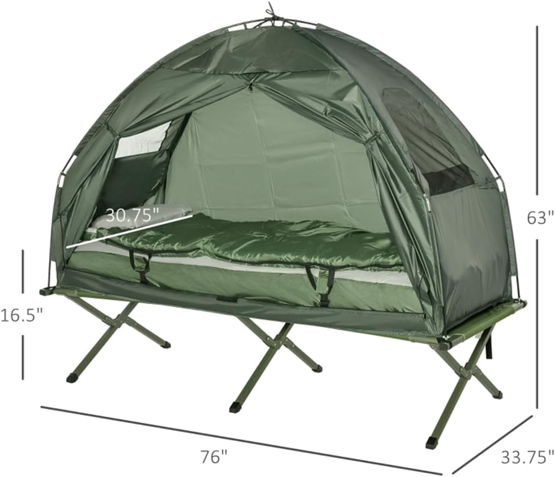 Portable Multifunctional Folding Camping Cots for Adults,Elevated Tent with Sleeping Bag,Thick Air Mattress Pad,Single Sleeping Cot Camping Bed,Hiking Beach