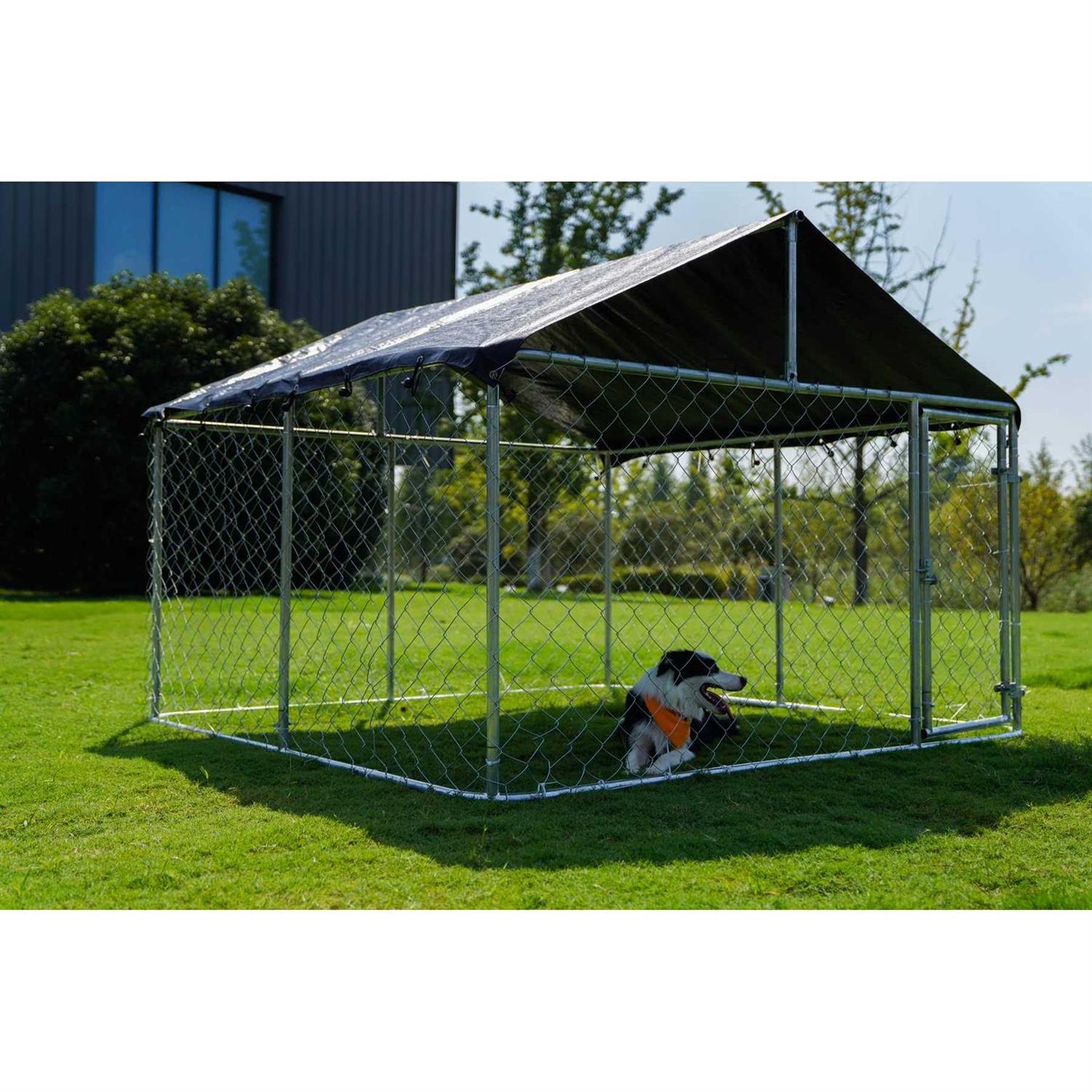 Petony Outdoor Dog Kennel Dog Cage Dog Playpen Dog Fence Chicken Coop Hen House Heavy Duty Pet Playpen with Large Galvanized Chain Link with UV - Pet Supplies online store