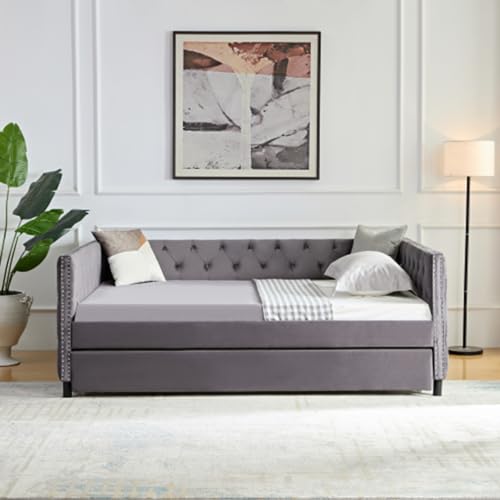Convertible Sofa Bed 2-in-1 Pull Out Sofa Bed Velvet Sleeper Sofa Bed 1-Seater Comfy Convertible Sofa Sleeper for Living Room and Small Spaces,Beige,One Size