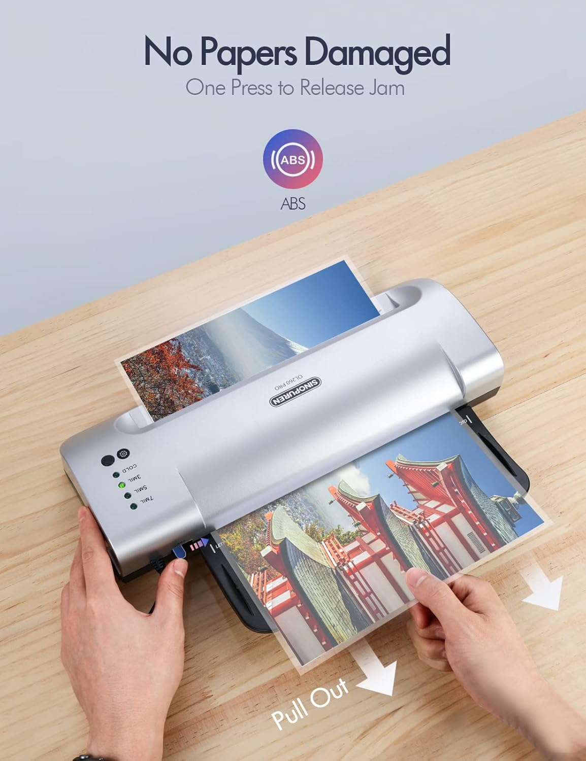 Laminator Machine, Sinopuren 13-inch Thermal Laminator, with Paper Trimmer, Corner Rounder, 10 Pouches Sheets, Quick Warm-Up, Cold and Hot Laminating for Home/School/Office
