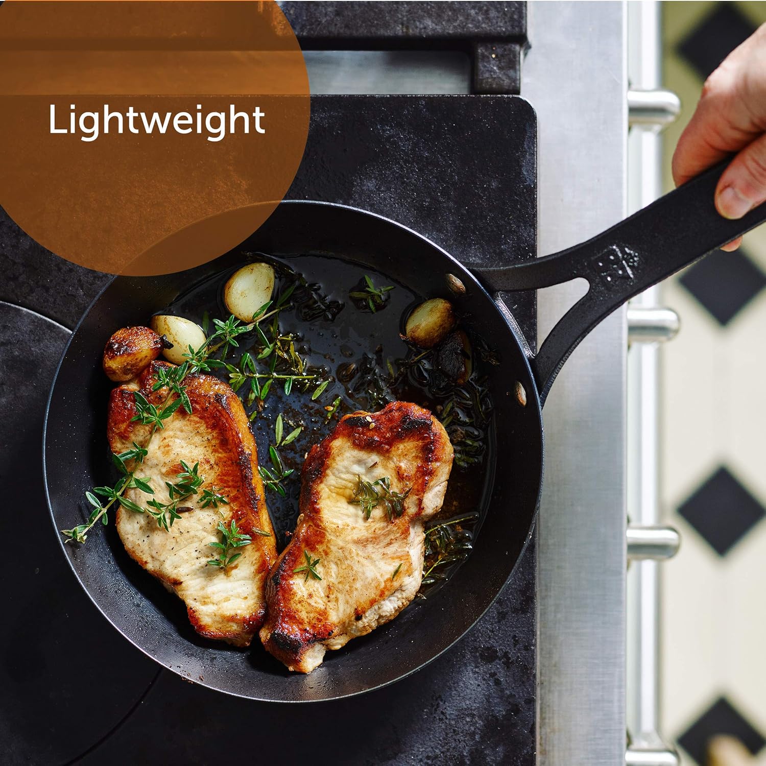 BK Black Steel Seasoned Carbon Steel Skillet, 12