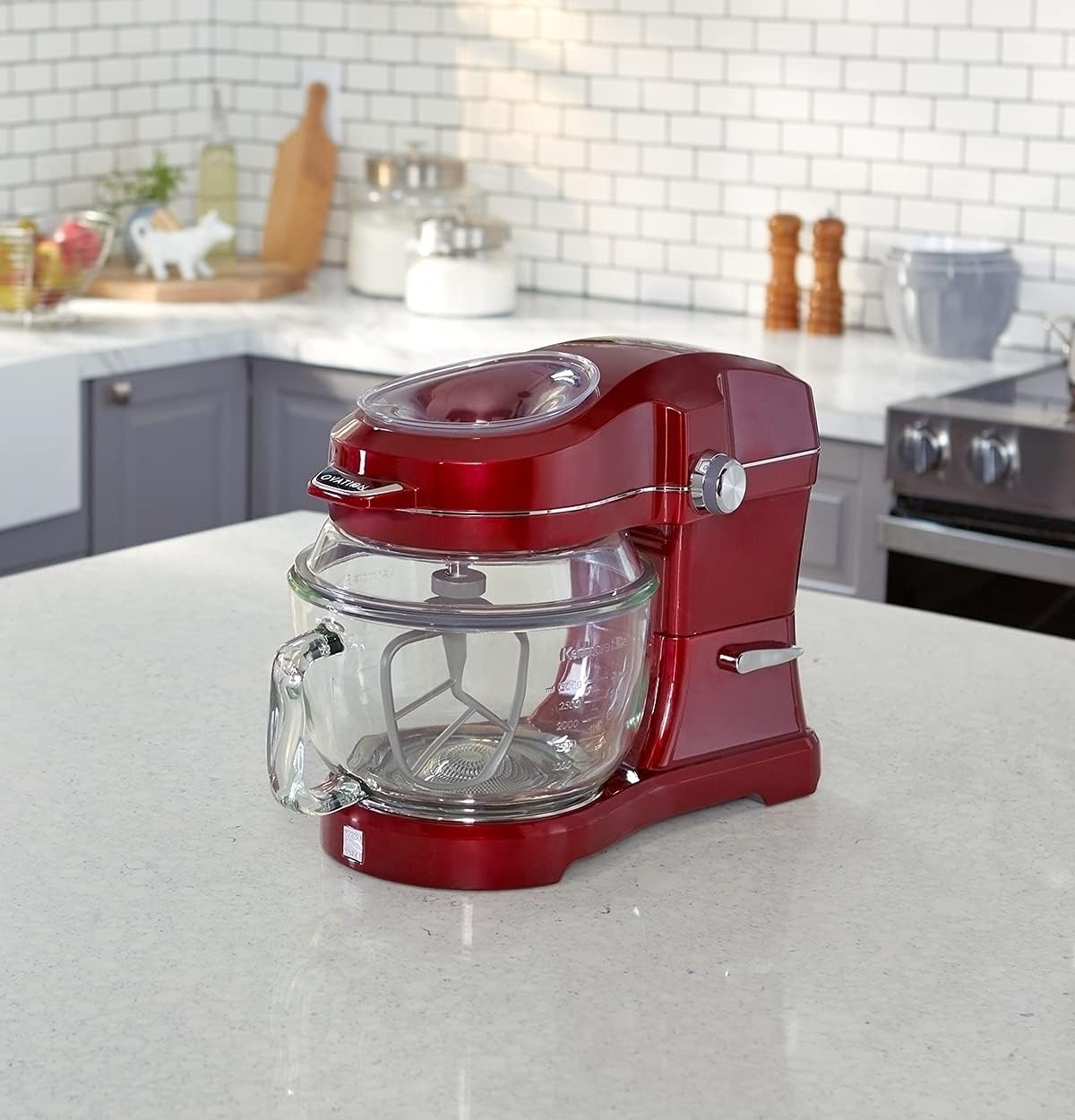 Kenmore 849083 Elite Ovation 49083 Exclusive Pour-In Top, 5 quart Tilt-Head Kitchen Stand Mixer, One Size, Red Burgundy