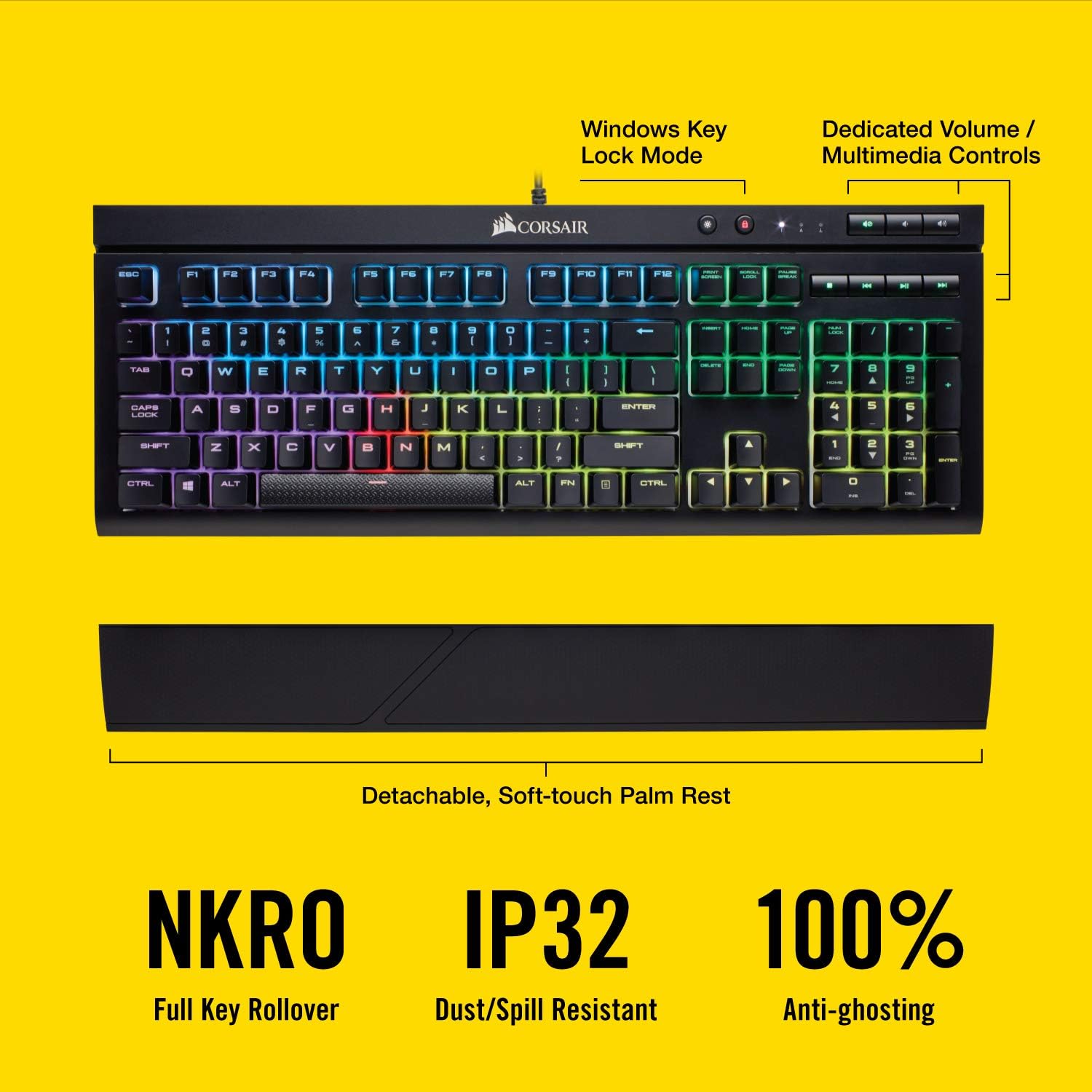 CORSAIR - K68 RGB Mechanical Gaming Keyboard RGB Backlit Cherry MX Red Switch - Black