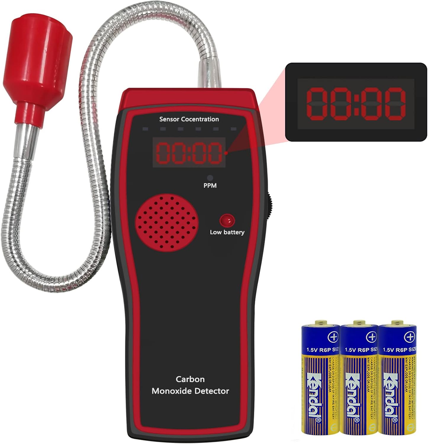 HYTONG Carbon Monoxide Detectors, Handheld Carbon Monoxide Meter, CO Detector with Digital Concentration Display, Battery Powered Gas Leak Detector with LED Lights & Voice Alarm ( with AA×3 Battery ) Pack of 2
