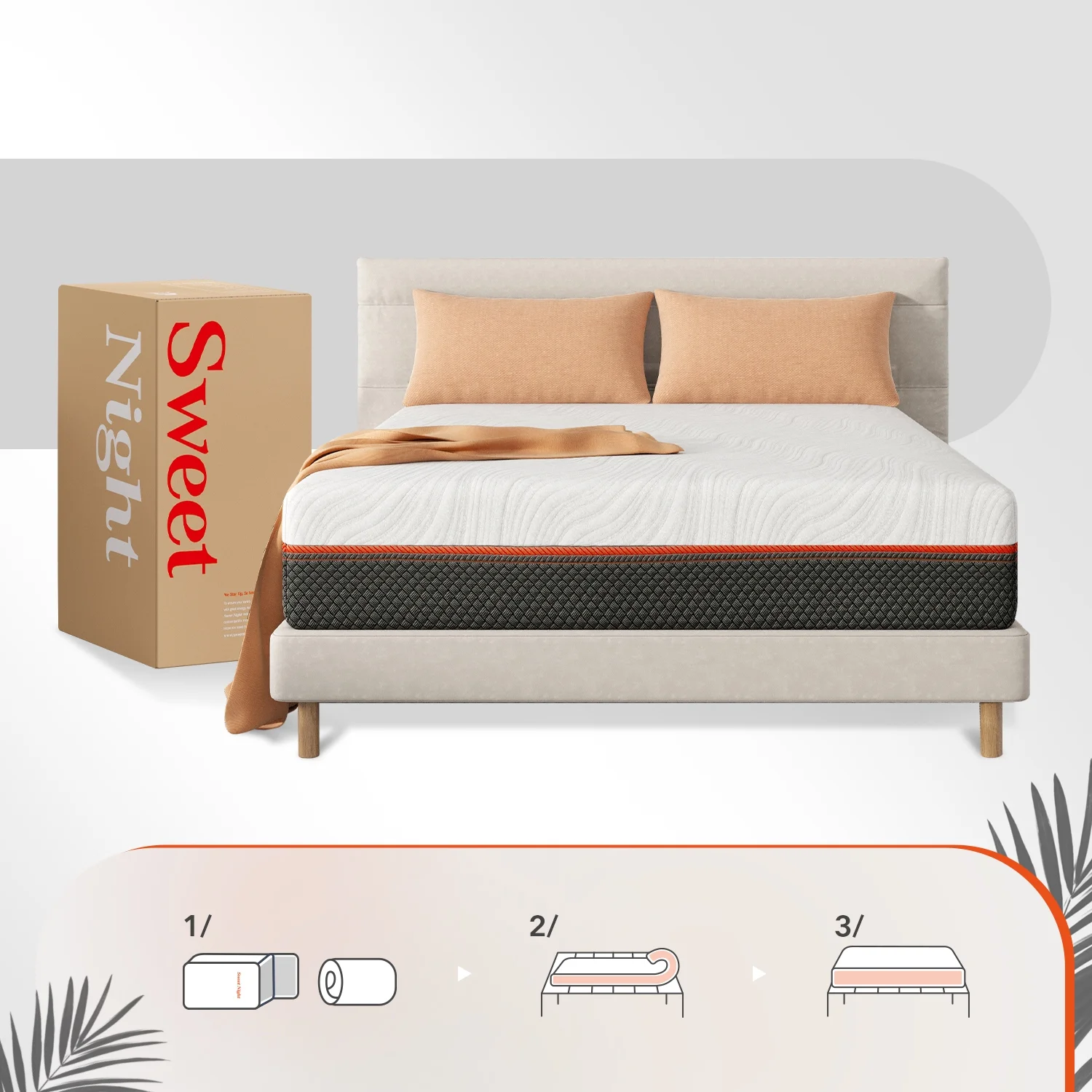 Sweetnight Dreamy 12" Adult Gel Memory Foam Pocket Spring Hybrid Mattress, Queen Size