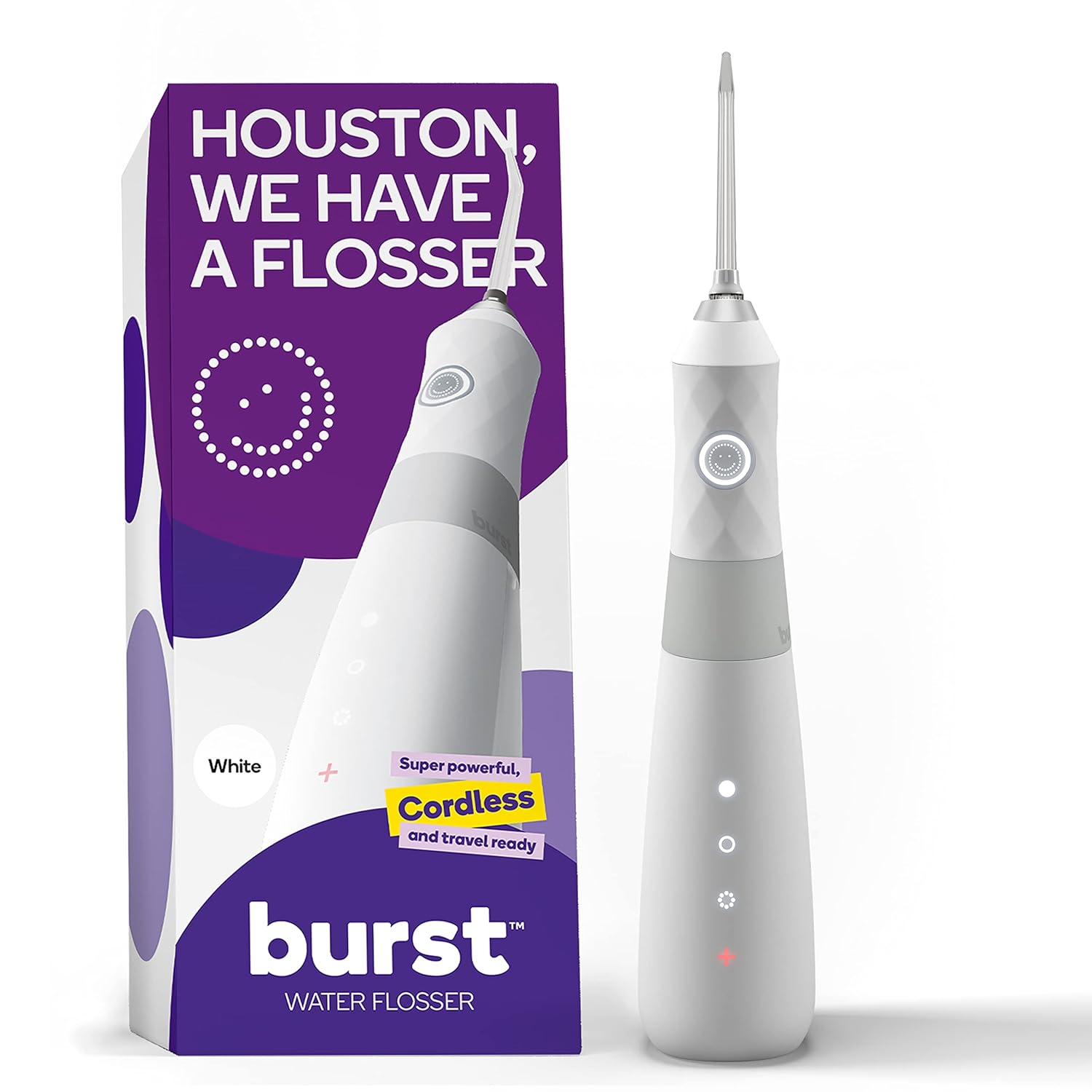 Water Flosser for Teeth, Gums & Braces Care, by BURST, Water Resistant, Cordless & Travel Ready, Deep Clean, Fresh Breath & Healthier Smile, Refillable 110mL, 3 Modes, Rose Gold Pack of 2