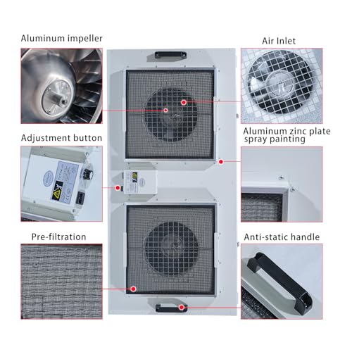 HEPA H14-Filter Laminar Flow Hood Updated FanFilter Unit（Include HEPA Filter）100/ISO Class 5 Cleanroom/Laboratory/Cleanroom/Mushroom Room, Laminar Air Flow Hood(46.2"x22.6"110V)