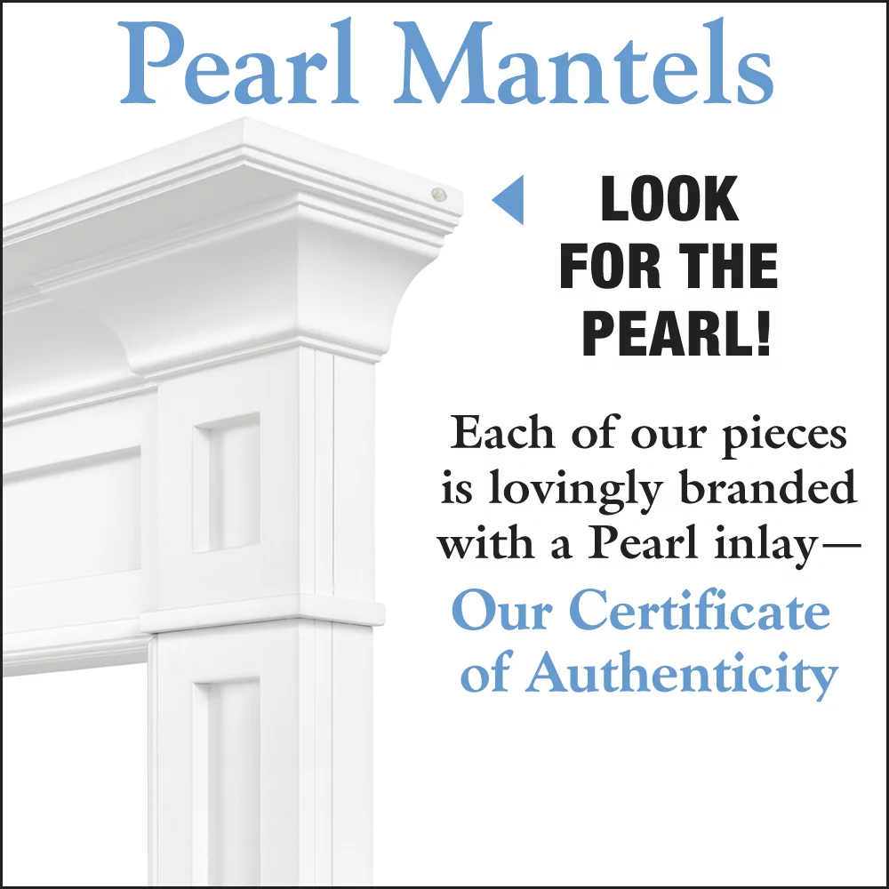 Pearl Mantels Jim Furniture For Your Fireplace, Premium White MDF Mantel Surround, Crisp White Paint, Interior Opening 48"W x 42"H