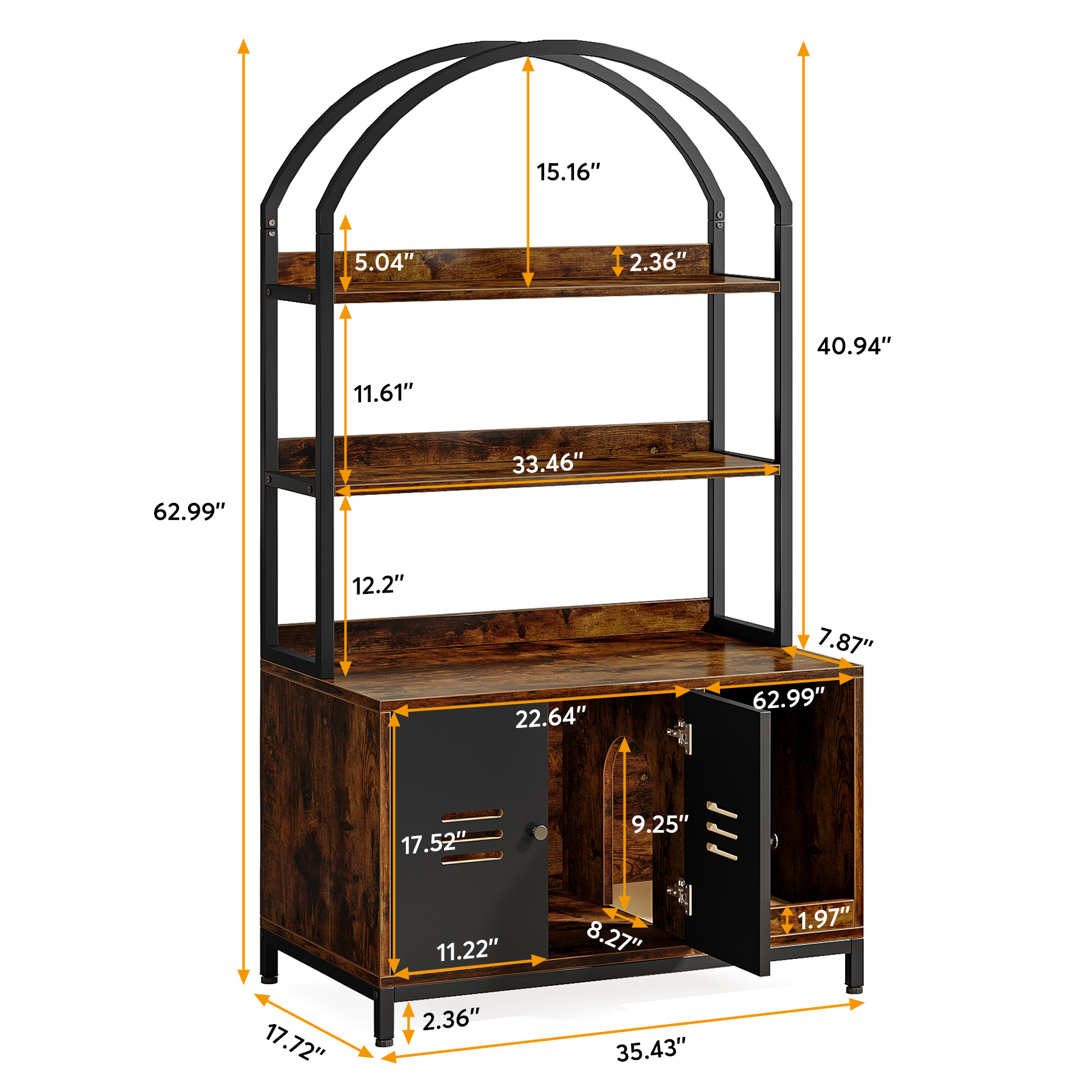 Tribesigns Cat Litter Box Enclosure Furniture, Hidden Litter Box Cabinet with Shelves, Wood Disguise Cat Washroom Pet House Cat Box with Doors, Industrial Cat Cabinet for Living Room, Bedroom