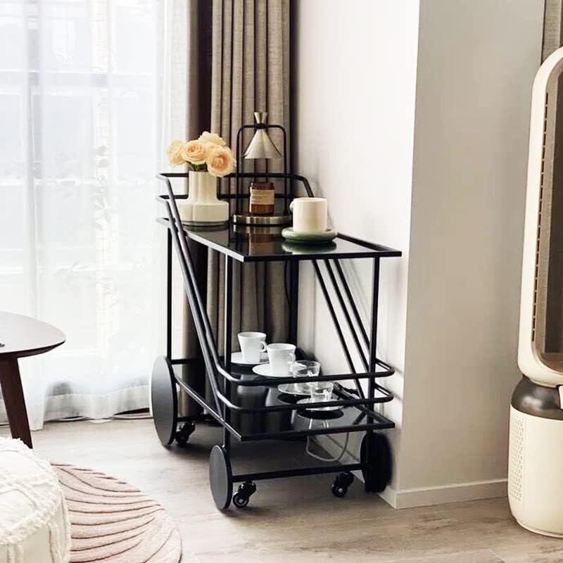 Trolley On Wheels Kitchen Storage Trolley Iron Dining Car Office Tea Cart Showroom Wine Station Home Dining Glass Shelf Aesthetic Room Decor