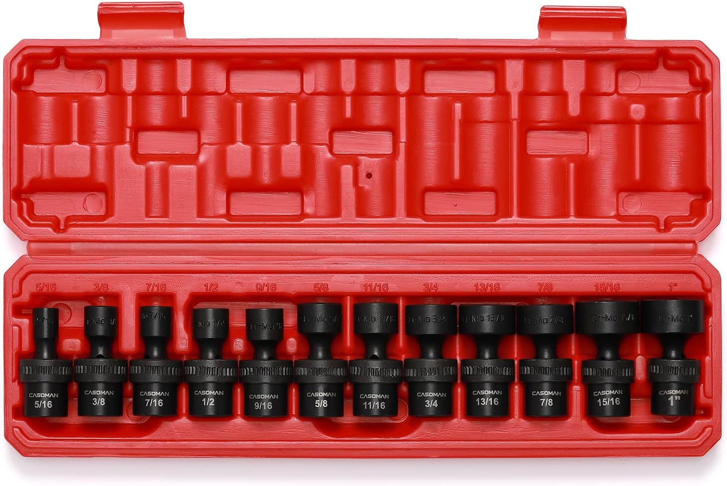 CASOMAN 15 PCS 3/8" Drive Shallow Universal Impact Socket Set, 6 Point, Metric,8-22mm
