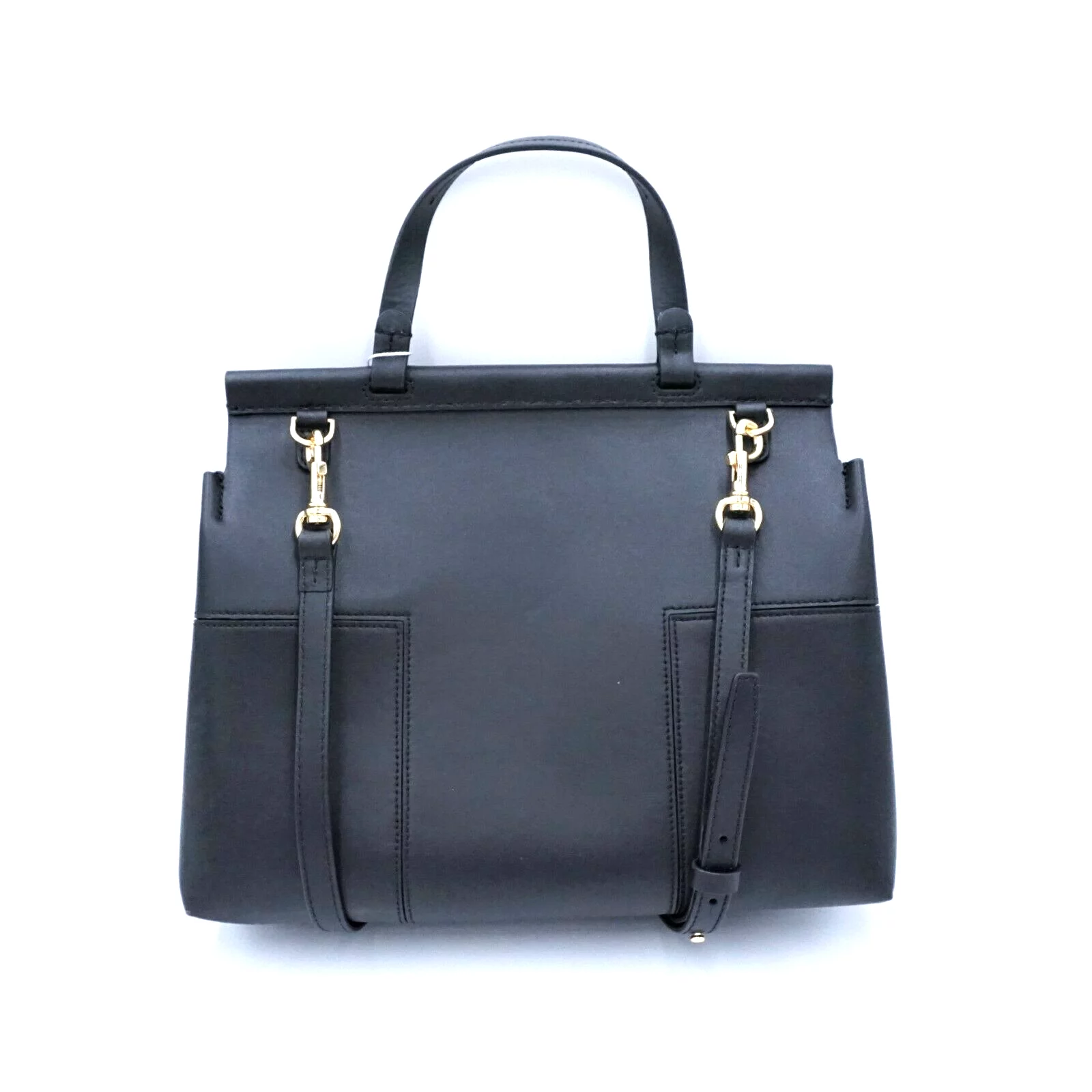 Tory Burch 66285 Black Leather With Gold Hardware Women's T Satchel Bag