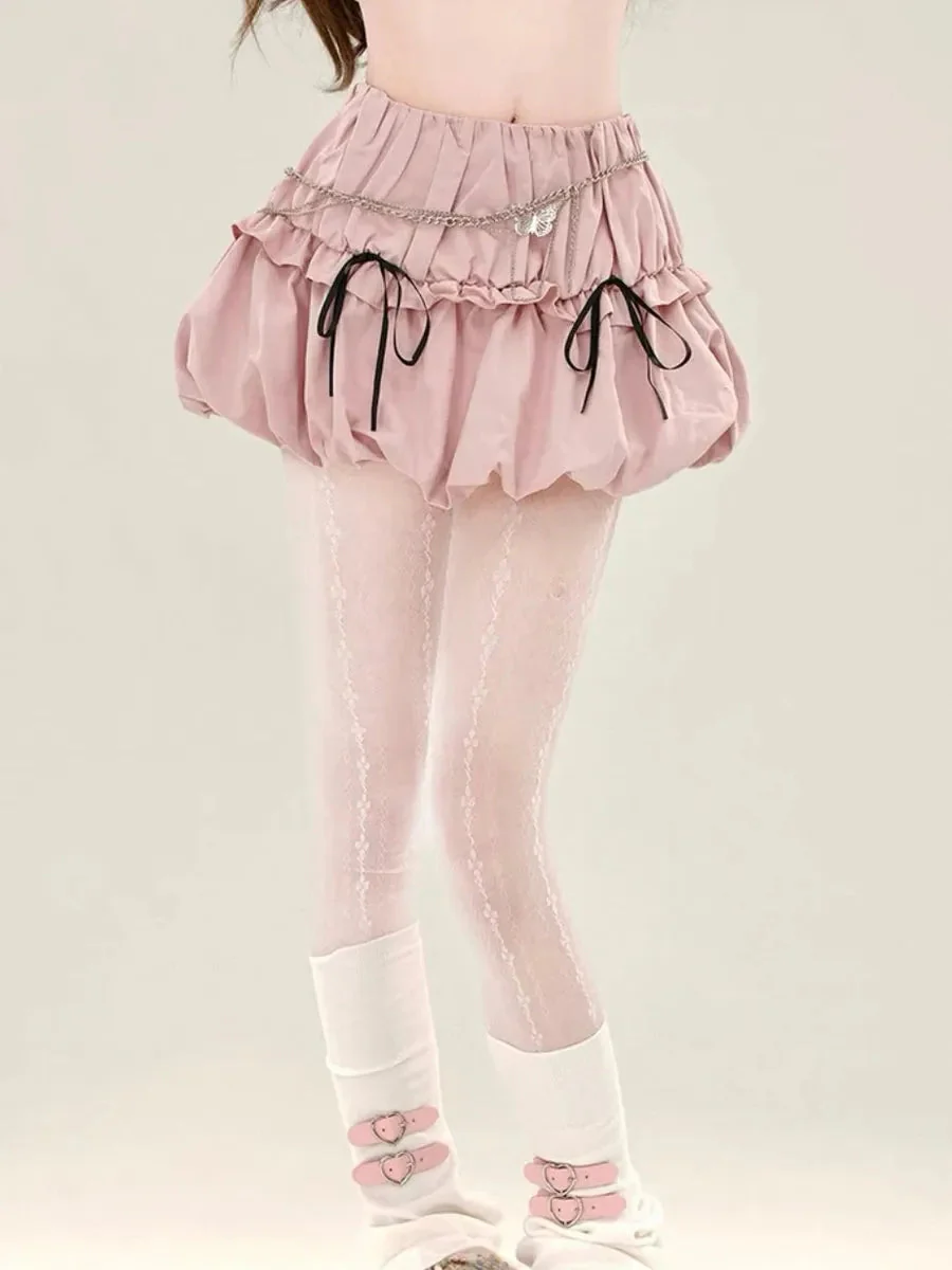 'Wall Flower' Coquette Ribbon Checked Mini Skirt