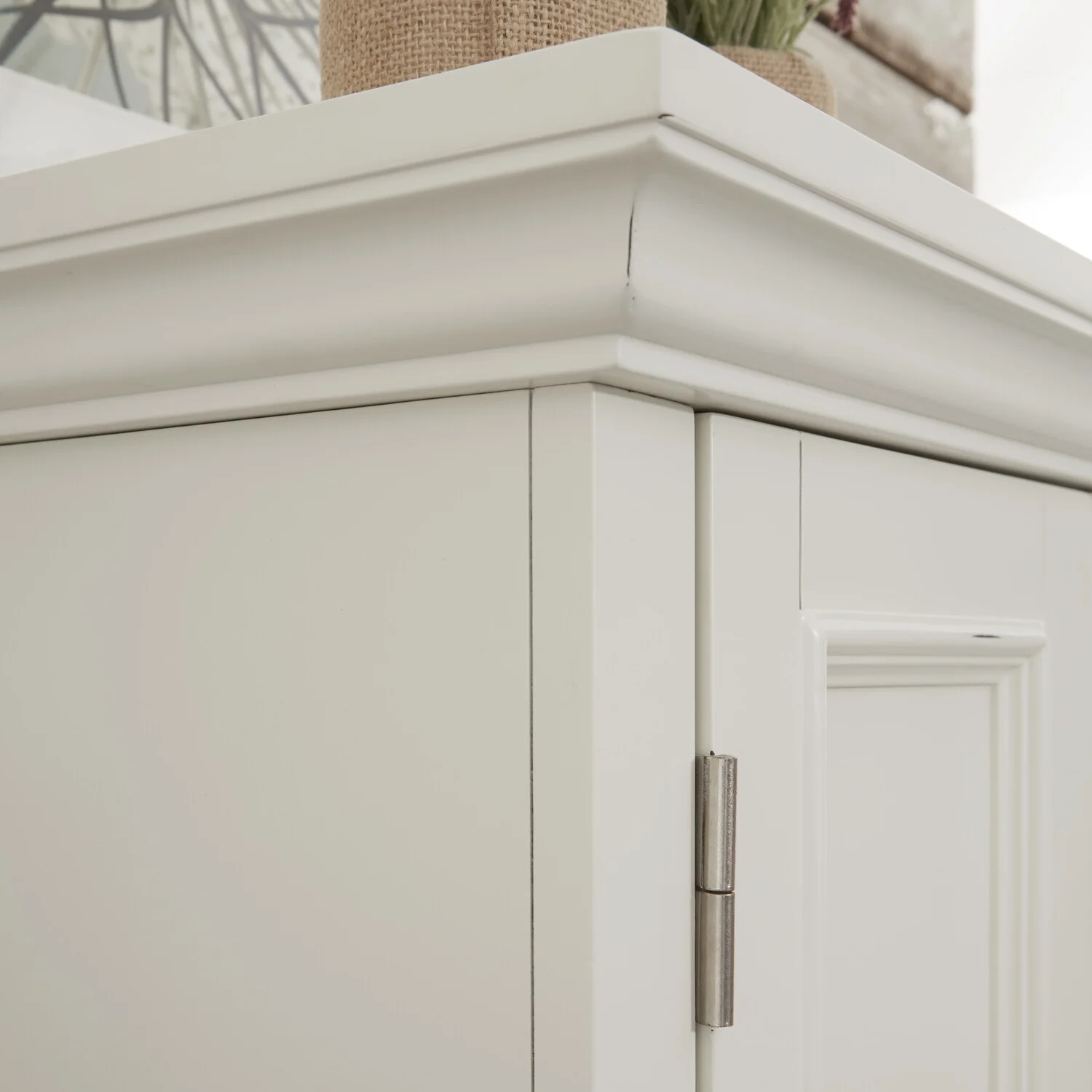 Homestyles Dover Off White Wood Pantry Storage Cabinet with Adjustable Shelves