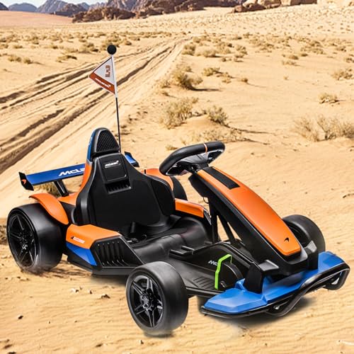 24V Electric Go Kart for Kids, Licensed Mclaren Battery Powered Drift Racing Go Kart, 7.5 MPH Drift Kart with 400W Powerful Motor, Kids Race Pedal Go Karting Car w/Damping System, Seat Blet