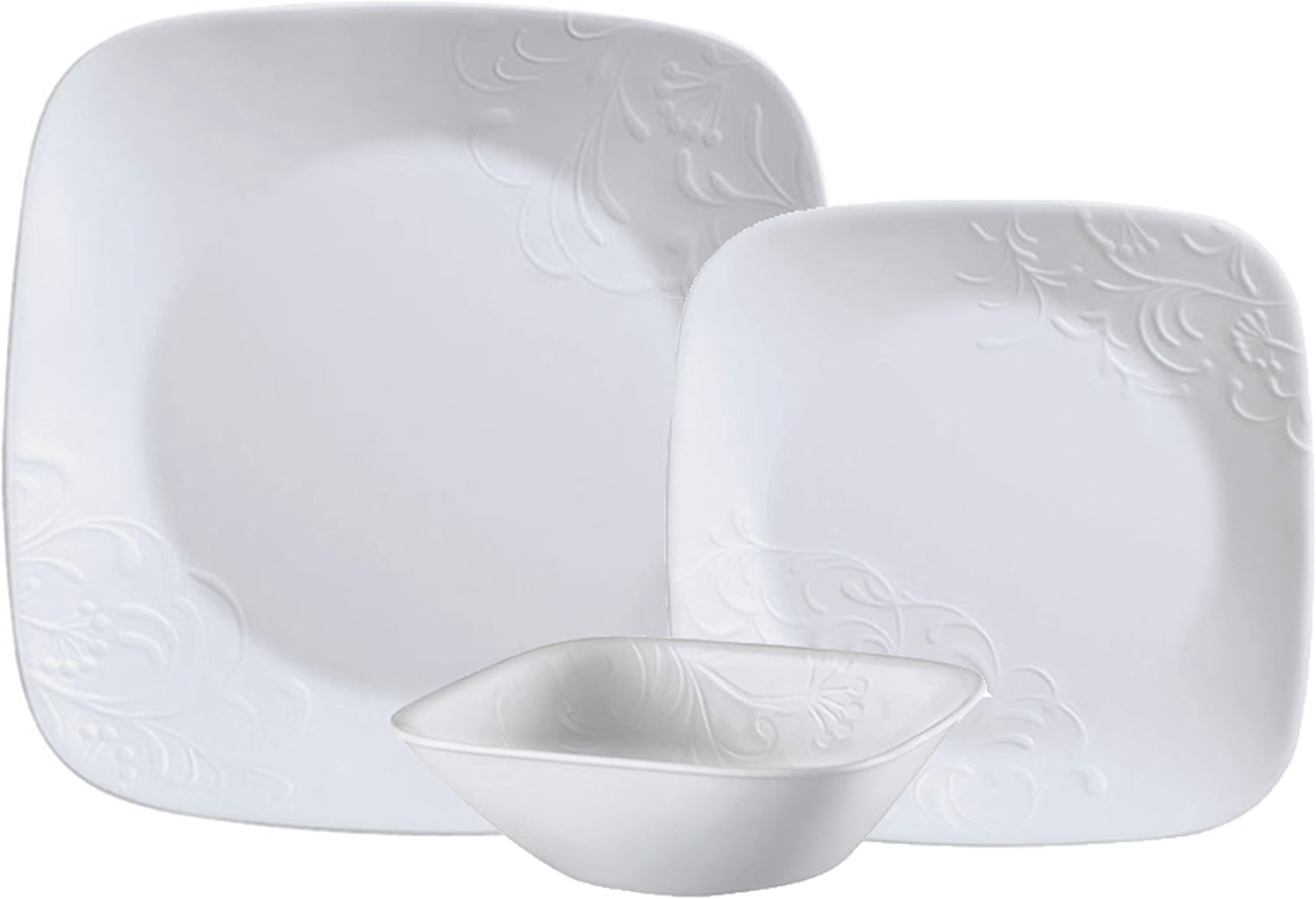 Corelle Cherish Chip & Break Resistant 18pc Dinner Set, Service for 6, Vitrelle glass