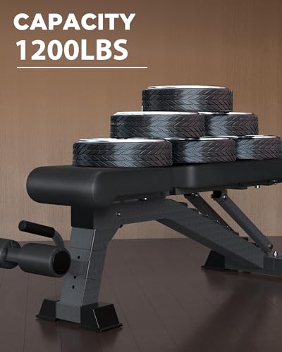 Foldable Weight Bench - Adjustable Bench for Full Body Workout, Fully Upright Backrest Design, Multi-Purpose Incline Decline Bench - 2025 Version Black