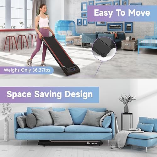Walking Pad Treadmill Under Desk Treadmill,Walking Pad Treadmills for Home Portable Treadmill with Remote Control,2.5HP Brushless Motorized Walking Treadmill,2 in 1 Treadmill for Home Office
