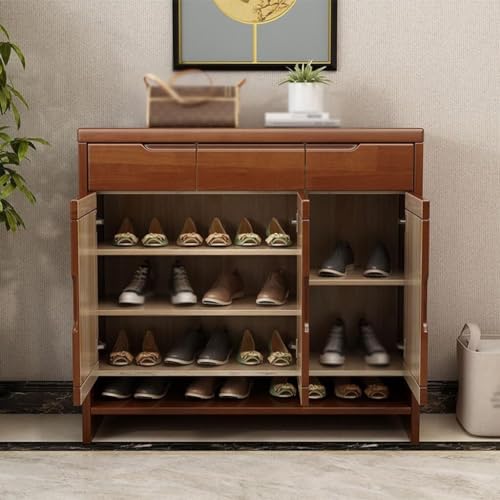 Shoe Storage Cabinet Entrance Shoe Cabinet with 3 Storage Drawers Home Living Room Corridor Solid Wood Shoe Cabinet Storage Cabinet Shoe Cabinet for Entryway(A)