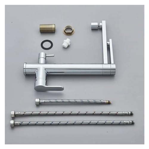 Chrome Kitchen Purified Faucets Dual Handles Cold Hot Water Mixer Crane Tap Filter 2 Spouts Rotation Tap,Faucet for Kitchen