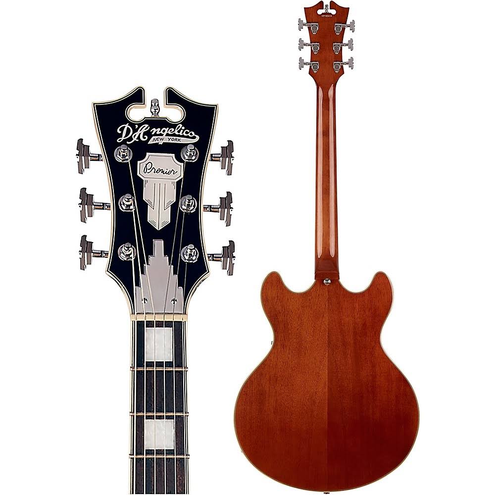 D'Angelico Premier Series DC Boardwalk Semi-Hollow Electric Guitar with Seymour Duncan Humbuckers Walnut Stain 194744288708