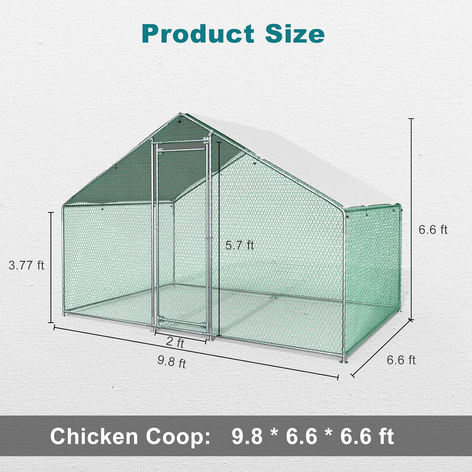 Oarlike Metal Chicken Coop for 20 Chickens Large Chicken Runs for Yard with Cover Galvanized Steel Chicken Pen Outdoor for Hen Duck Rabbits Goose Puppy Heavy Duty Walk-in Poultry Cage for Outside