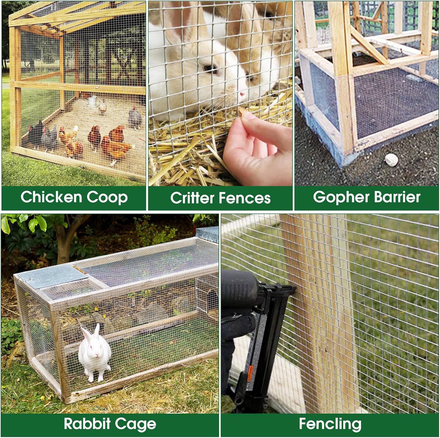 Hardware Cloth 1/2 inch 48 x 100 Ft Mesh 19 Gauge Chicken Wire Fencing - Hot Dipped Galvanized After Welded - Wire Fence Mesh Roll for Garden Fencing Chicken Coop & Pet Enclosures