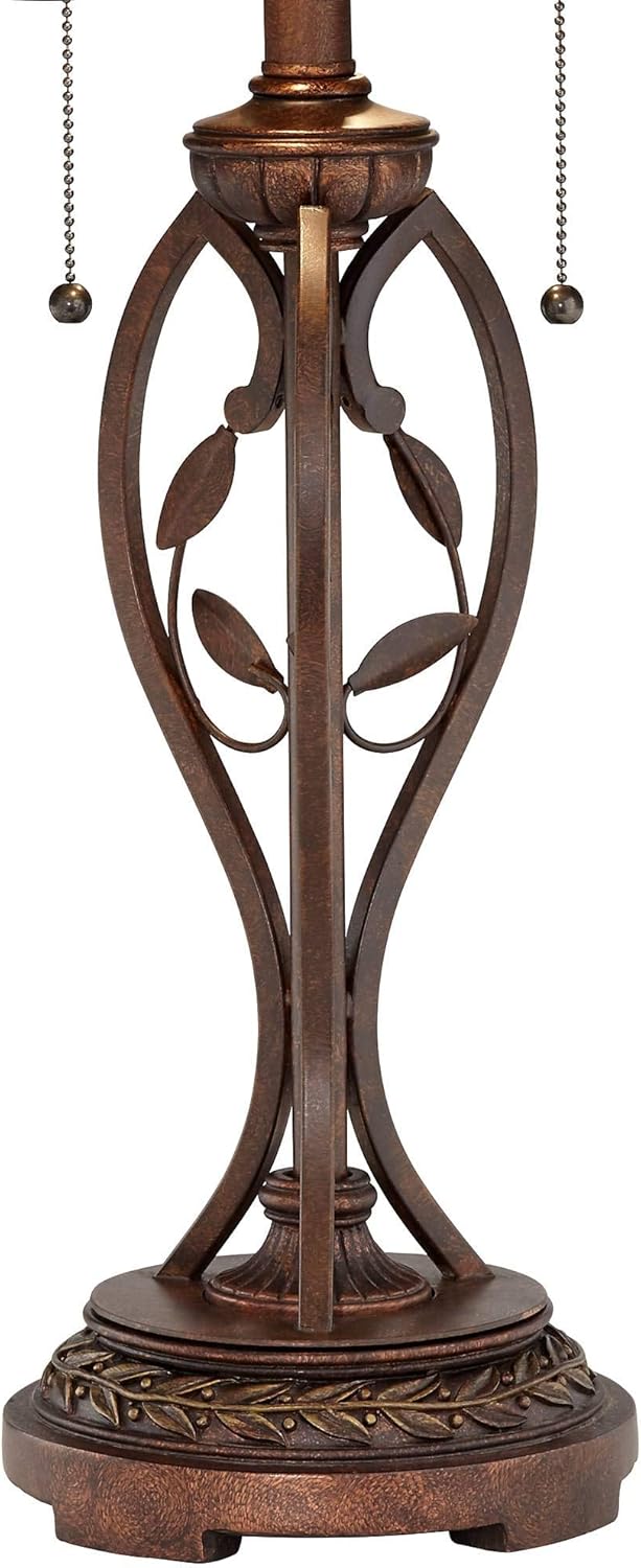 Robert Louis Tiffany Traditional Tiffany Style Table Lamp 26" High Blossoming Bronze Brown Leaf and Vine Antique Glass Shade Decor for Living Room Bedroom House Bedside Nightstand Home Office