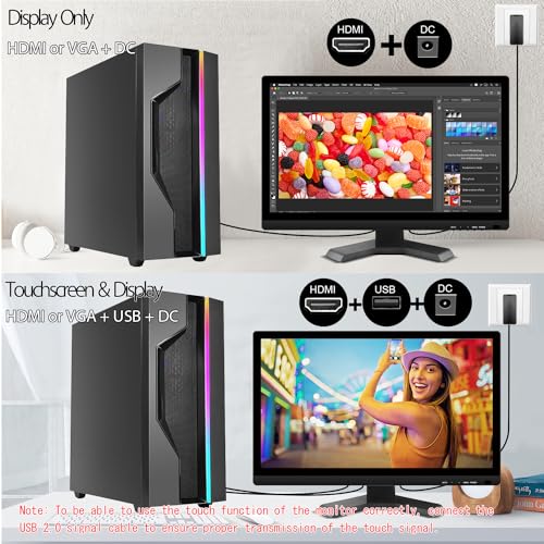 Touchscreen Monitor 21.5 Inch Full HD 1920x1080P 10-Point Multi Touch Screen PC Monitor with HDMI VGA USB Port, Built-in Speakers