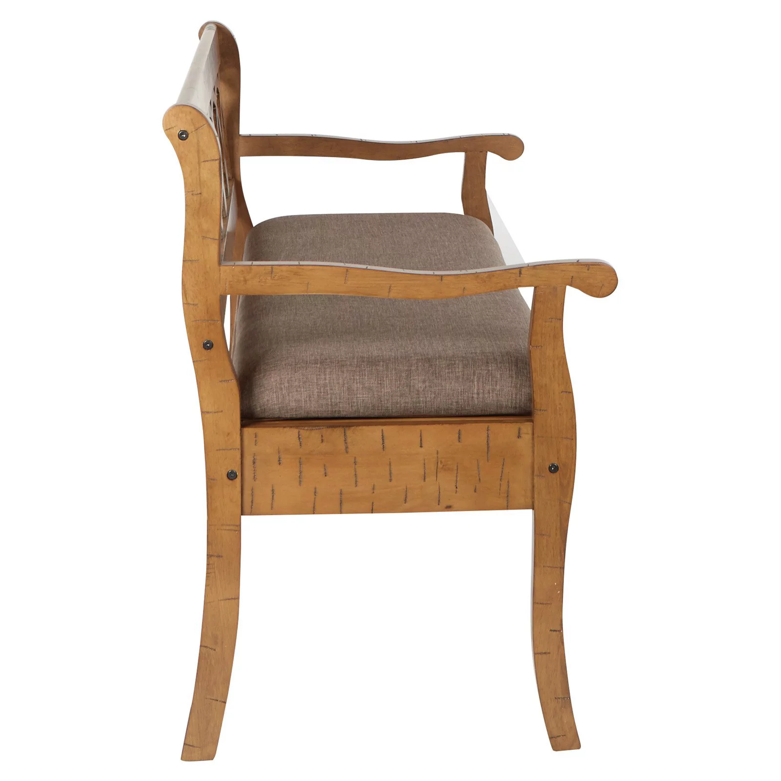OSP Home Furnishings Coventry Storage Bench in Antique Black Frame and Beige Seat Cushion K/D
