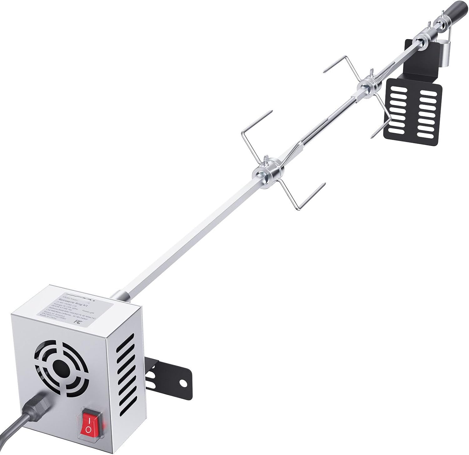 Heavy Duty Stainless Steel Grill Rotisserie Kit with 9W Motor - Automatic Grilling Attachment for Electric Bbq Grill - 32-Inch / 39-Inch Hexagon Spit Rod - 26 Lbs Capacity