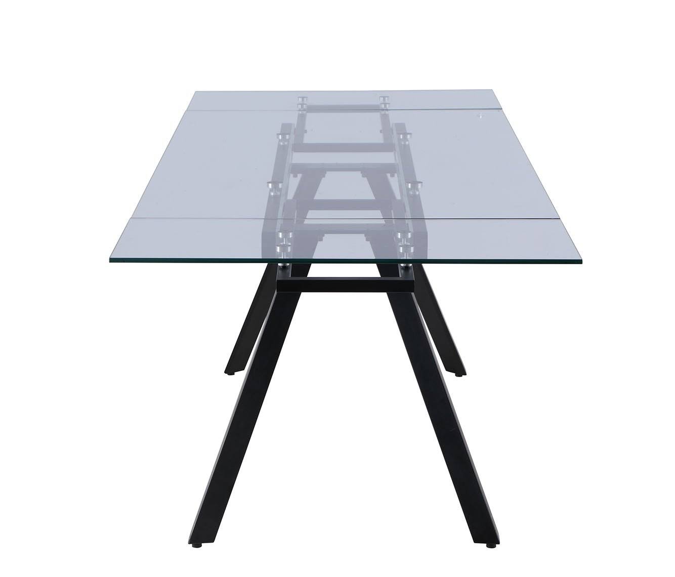 Chintaly AIDA-DT Contemporary Extendable Rectangular Glass Dining Table in