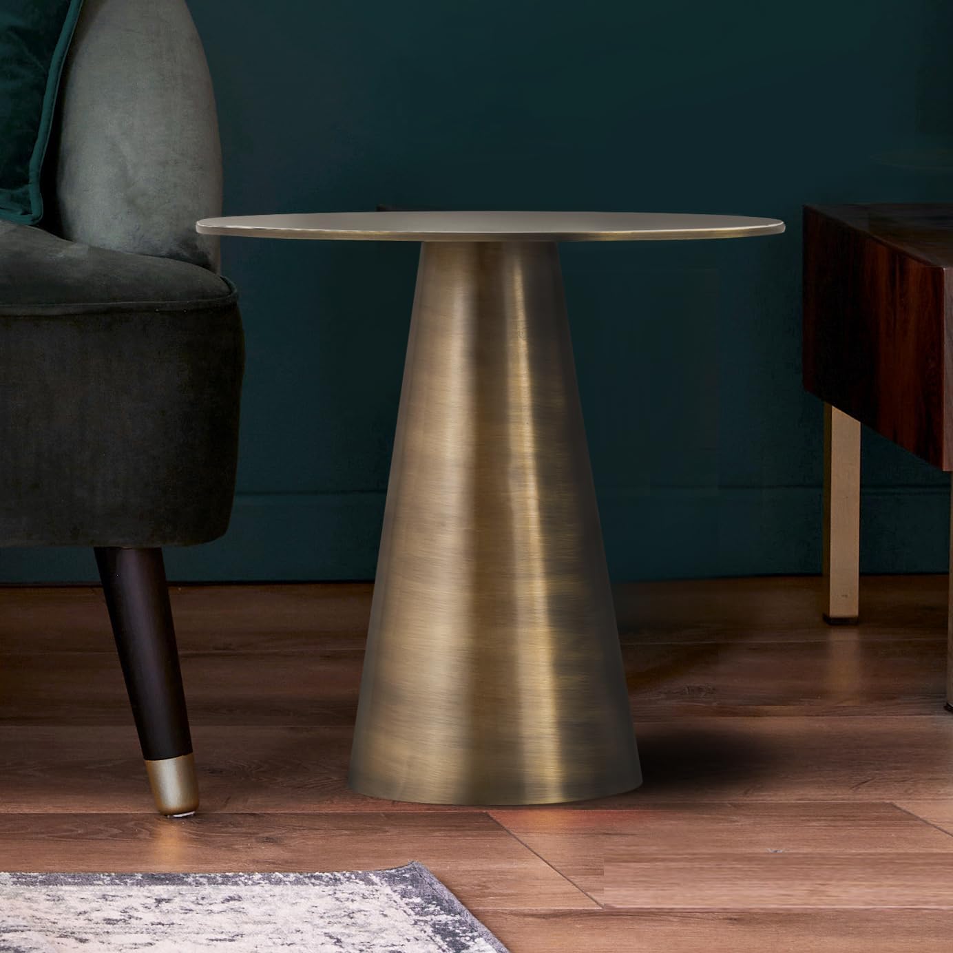 Canarm SONA Antique Brass Finished Side Table, Gold