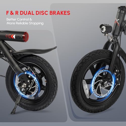PEXMOR Electric Bike for Adults, 350W Motor (Peak 500W) Ebike 36V 6AH Battery, 14" Folding Commuter City Electric Bicycle for Adults/Teens, Complies to UL2849