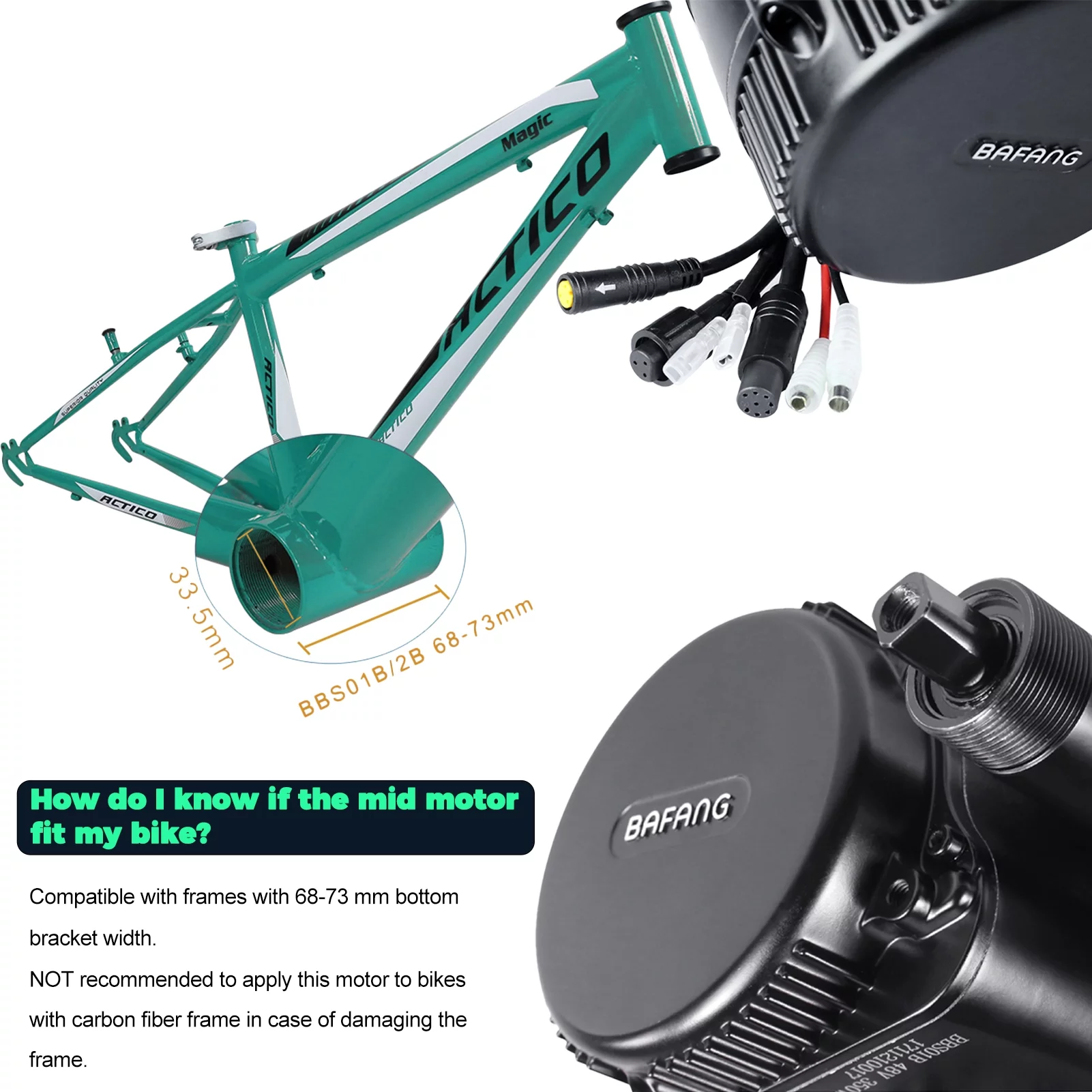 48V 750W BAFANG Ebike Conversion Kit Mid Drive Motor Set BBS02 DIY Bicycle 500C
