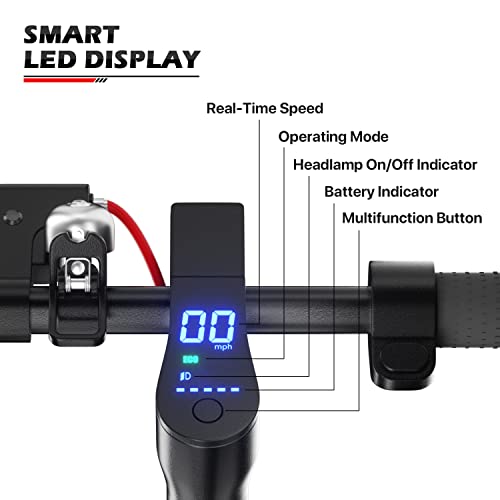MoNiBloom E-Scooter Electric Kick Scooter w/LED Display and Bluetooth APP, Portable Folding Commuting Scooter for Adults & Teens