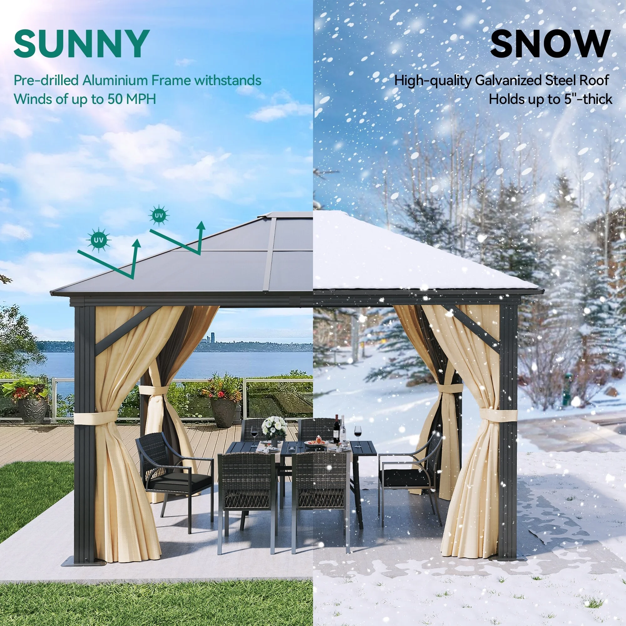 12 Ft. W X 10 Ft. D Outdoor Patio Gazebo