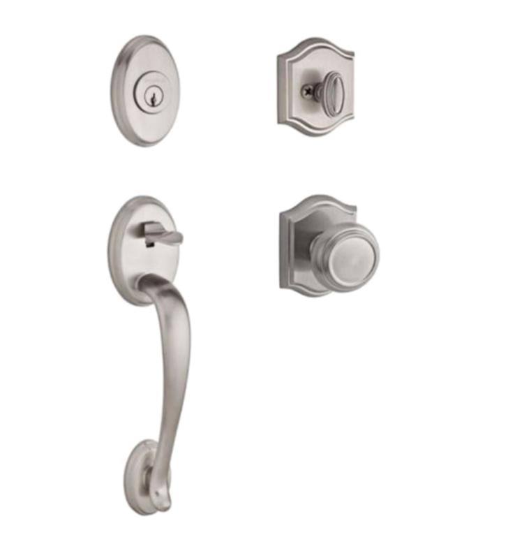Baldwin SCCOLXTRATAR003 Reserve Single Cylinder Handleset Columbus x Traditional with Traditional Arch Rose in Lifetime Brass Fi